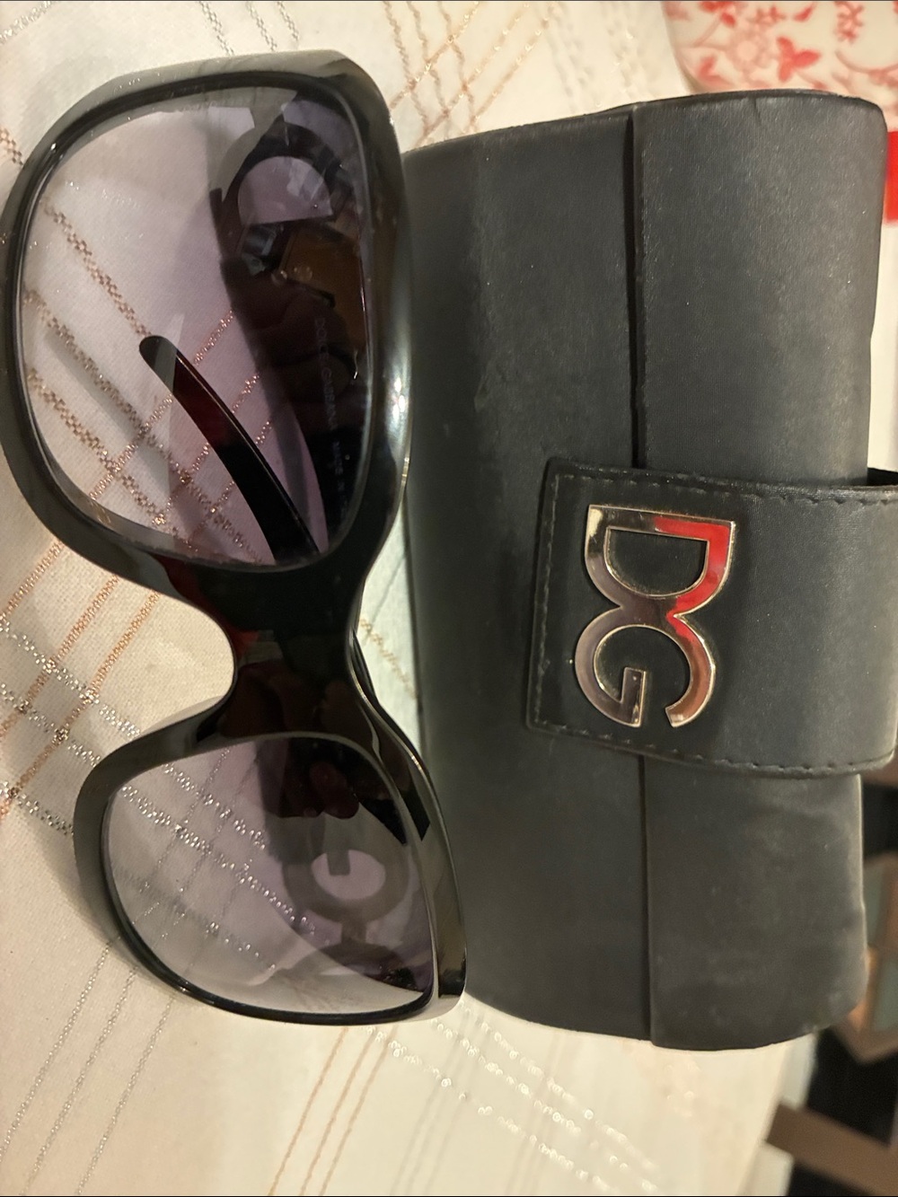 Dolce & Gabbana Black Sunglasses with Crystal DG Logo - Picture 8 of 8
